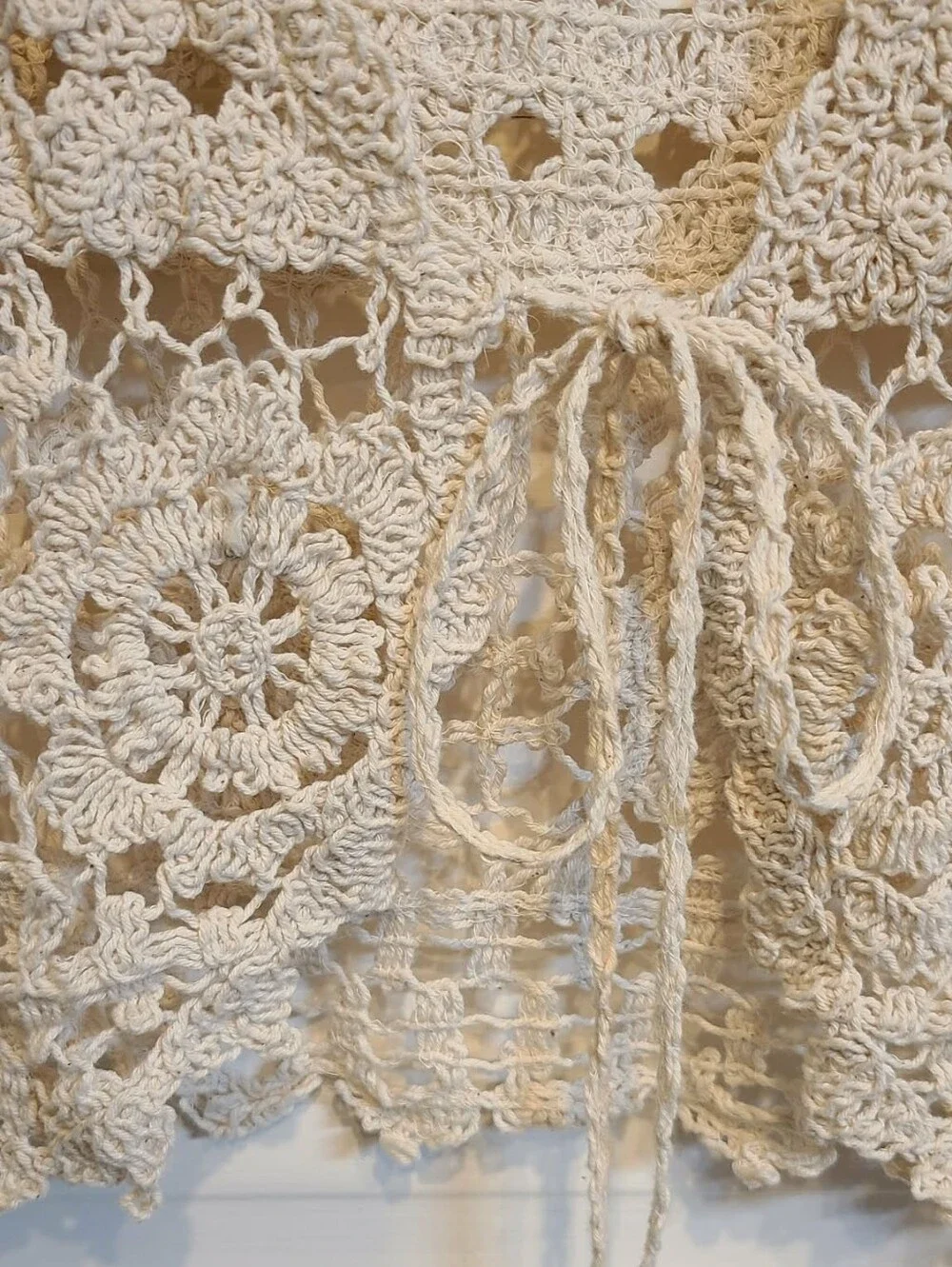 NATURAL LIFE Crochet Tie-Front Camisole Vest in Cream - Picture 2 of 5